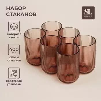 Стаканы SL Home «Модерн», 400 мл, 813 см, набор 6 шт., стекло, розовые