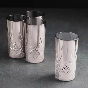 Набор стаканов высоких «Зальцбург», 380 мл, 4 шт, цвет сияющий графит