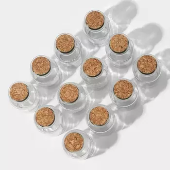 Банки для сыпучих Доляна «Парфе», 280 мл, 6.712.8 см, набор 12 шт., с пробковой крышкой, стекло, прозрачные