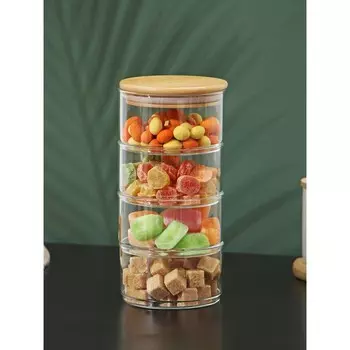 Банки для сыпучих BellaTenero «Эко», 300 мл, 10.221.5 см, с бамбуковой крышкой, набор 4 шт., стекло, прозрачные