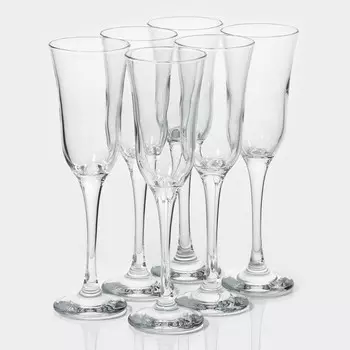 Бокалы для шампанского Lav «Вальс», 190 мл, 6.722.5 см, набор 6 шт., стекло, прозрачные
