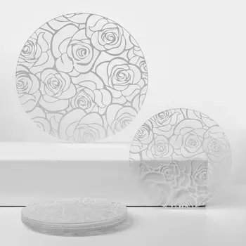 Тарелки Доляна «Мишель», 7 предметов, стекло, прозрачные, белые