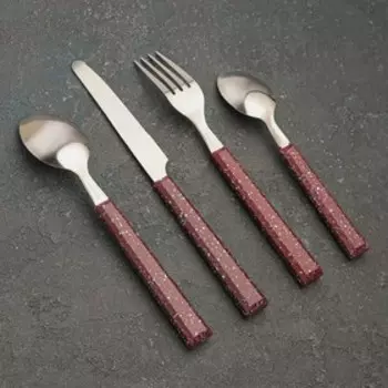 Набор столовых приборов 24 предмета на подставке «Мрамор коричневый», толщина 1,2 мм, цвет металла серебряный