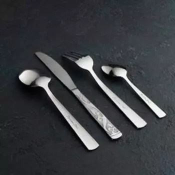 Набор столовых приборов Доляна, 24 предмета, в коробке, цвет серебряный