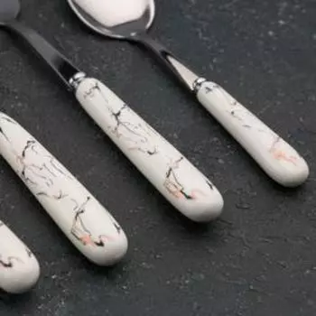 Набор столовых приборов Доляна, 4 предмета, в коробке, цвет металла серебряный