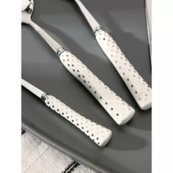 Набор столовых приборов Доляна «Горошек», 24 предмета, в коробке, цвет узора золотой