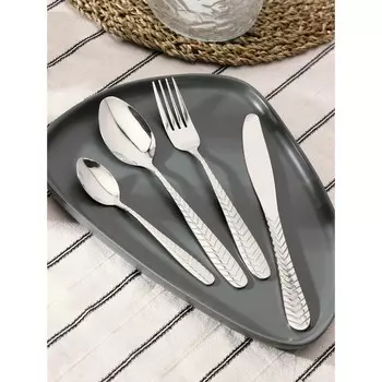 Набор столовых приборов из нержавеющей стали «Лучи», 24 предмета, картонная коробка, цвет серебряный