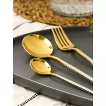 Набор столовых приборов Magistro «Фолк», 4 предмета, нержавеющая сталь, цвет металла золотой, серебряный ручки