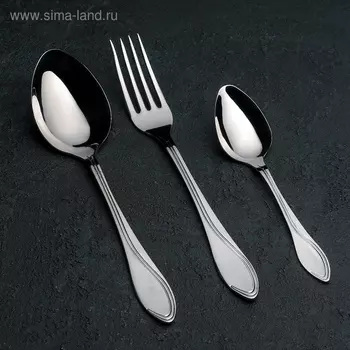 Набор столовых приборов «Волна», 18 предметов, картонная коробка, цвет серебряный