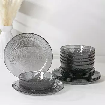 Набор столовый «Идиллия», 18 предметов, цвет серый