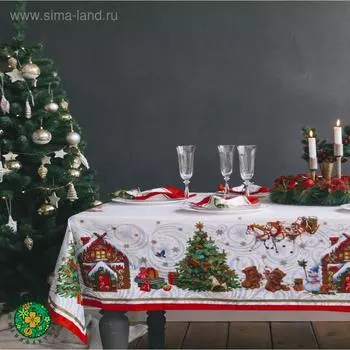 Набор новогодний столовый "Новогодняя сказка" скатерть 150х110см +/-3см с ГМВО, салфетка 40х40см-4 шт, хл100%