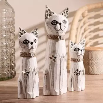 Набор сувенирный "Кошки с ошейником" (15,20,25) серые 15х6х25 см