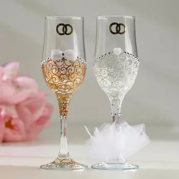 Набор свадебных бокалов «Роскошь», золотой