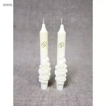 Набор Свадебных свечей " Объёмные розы" айвори