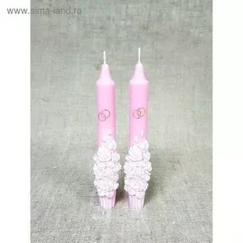 Набор Свадебных свечей " Объёмные розы" розовые
