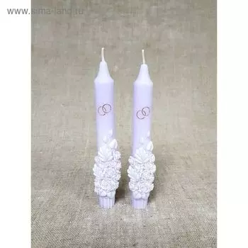 Набор Свадебных свечей " Объёмные розы" сиреневые