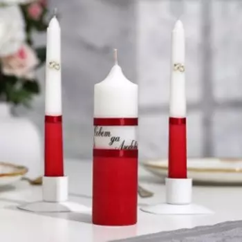 Набор свечей свадебных «Совет да любовь», бордо: родительские 1.817.5 см; очаг 413.5 см