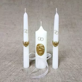 Набор Свадебных свечей " Золотые ангелочки": Родительские свечи 1,8х17,5;Домашний очаг 4х13,5 2470