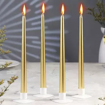 Набор свечей античных, 2.230 см, 4 шт., золотой металлик