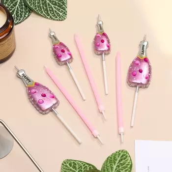 Свеча для торта «Розовое шампанское», 7 шт., розовый