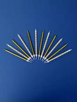 Свечи для торта «Ромбики», 12 шт., золотой и белый