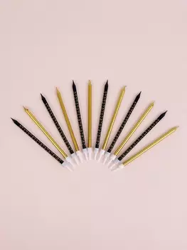 Свечи для торта «Звёздочки», 12 шт., золотой и чёрный