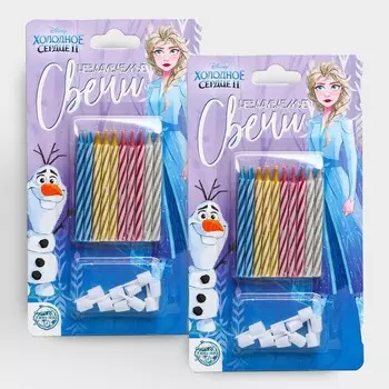 Набор свечей незадуваемые для торта, Холодное сердце, 2 шт