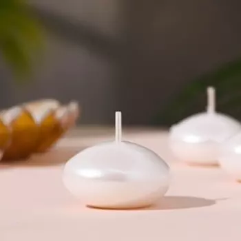 Набор плавающих свечей "Овал", 6 штук, перламутровая, 42см