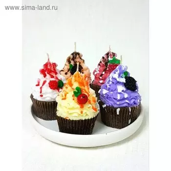 Набор свечей-пирожных 5 шт на подставке