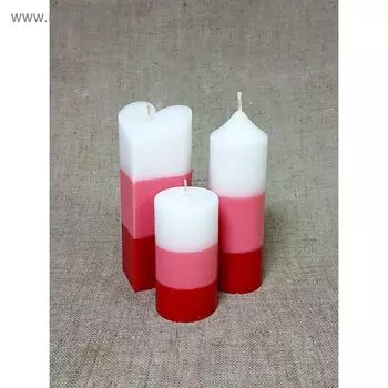 Набор Свечей "Полоска №2"( 68х150,50х155в,52х95) красный