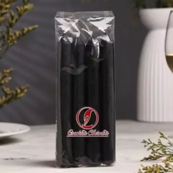 Набор свечей столовых, 17,5 х 1,8 см, 40 г, 5 ч, 4 штуки, чёрный