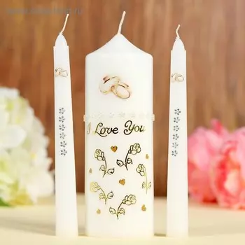 Набор свечей "Свадебный" №3 Белый, ручная работа