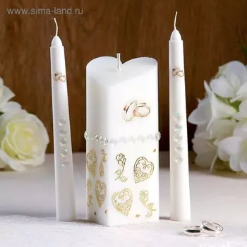 Набор свечей "Свадебный" №7 Белый, ручная работа