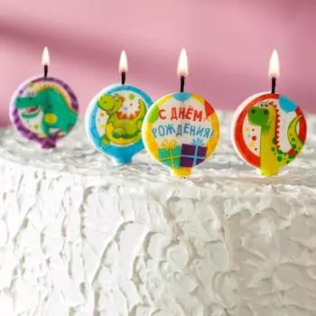 Набор свечей в торт "Динозаврики", 44,4см, 4 шт