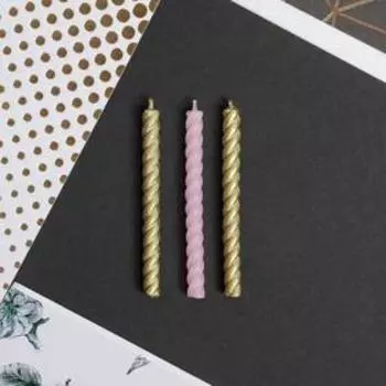 Свечи для торта, розовые и золотые , 16 шт., 5 х 6,5 см.