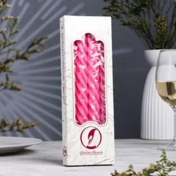 Набор свечей витых, 2.324.5 см, 5 ч, 50 г, 4 шт., тёмно-розовая