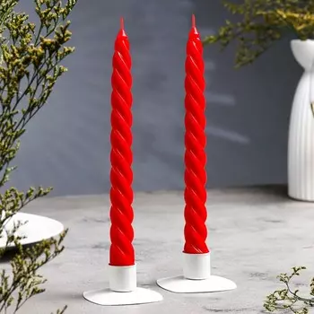 Набор свечей витых ароматических "Клубника", 2,3х 24,5 см, 5 ч, 55 г, 2 штуки, красный