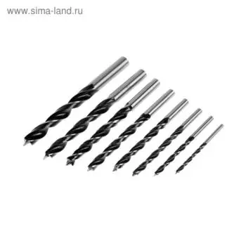 Набор сверл по дереву ТУНДРА, цилиндрический хвостовик, 3-4-5-6-7-8-9-10 мм, 8 шт.