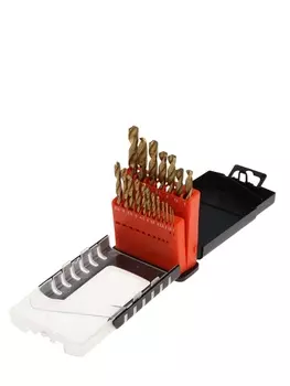 Набор сверл по металлу ТУНДРА, HSS-Tin, цилиндрический хвостовик, 1 - 10 мм, 19 шт.