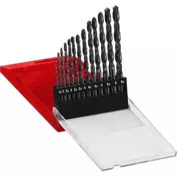 Набор сверл по металлу ЗУБР, Р4М2, цилиндрический хвостовик, 1.5-6.5 мм, 13 шт, класс В