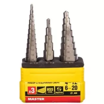 Набор сверл STAYER 29660-3-20-H3, ступенчатые, сталь HSS, d=3-14/4-12/6-20 мм