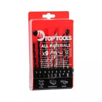 Набор сверл Top Tools, металл/бетон/дерево, d=5, 6, 8 мм, 9 шт.