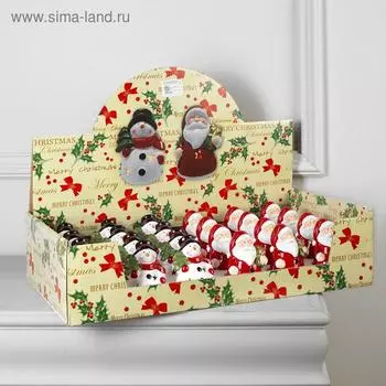 Набор светодиодных фигур «Дед Мороз и снеговик» 24 шт., керамика, батарейки AG13х2, свечение тёплое белое