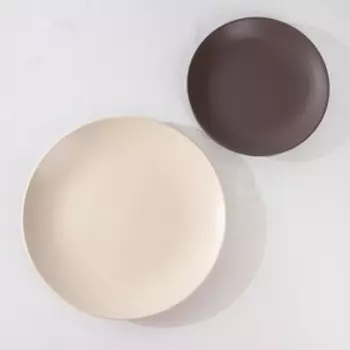 Набор тарелок керамических Доляна «Пастель», 18 предметов: 6 тарелок d=19 см, 6 тарелок d=27 см, 6 мисок d=19 см, цвет коричневый