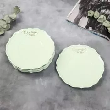 Набор тарелок «Счастье есть», 20 см, зелёные, 6 шт