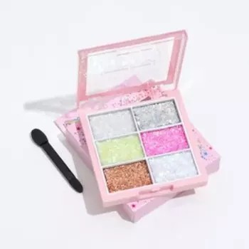 Палетка теней для век, с шиммером, 6 цветов