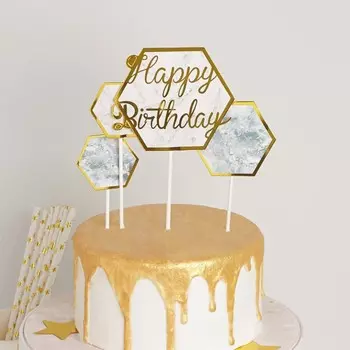 Набор топперов «С днём рождения. Призма», 4 шт, 21×11,5 см