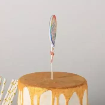 Набор топперов «Шары», 2 шт, 18,5×8 см, цвет радужный