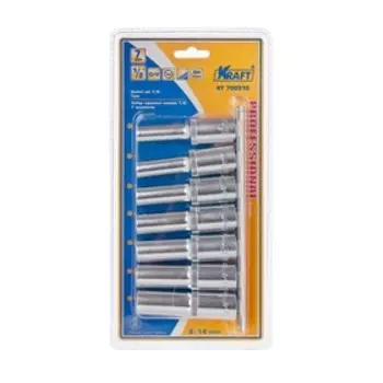 Набор торцевых головок KRAFT KT700310, высоких, 1/2", 6-гр., 8-14 мм, 7 предметов