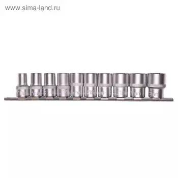 Набор торцевых головок STELS 13600, 1/2", шестигранные, CrV, 10-22 мм, 10 шт.